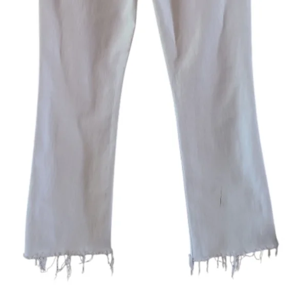 MOTHER The Hustler Ankle Fray Hem Jeans White Straight Flare - Picture 12 of 15
